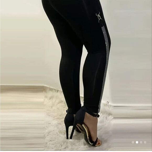 Rhinestone decor, leggings, long length high wasted polyester . So beautiful!!! - Picture 4 of 11